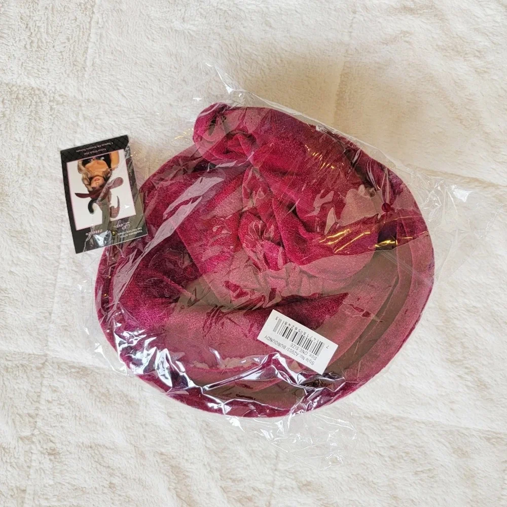 Leg Avenue Burgundy Velvet Ruched Witch Hat - Picture 2 of 4